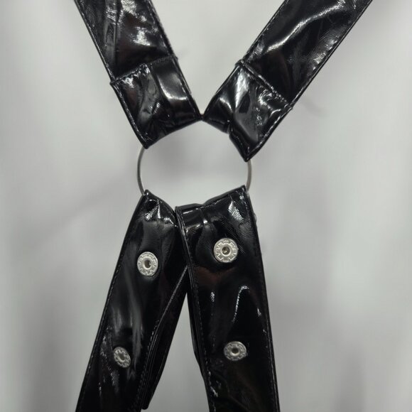 Social Collision Black Faux Leather Alt Goth Suspender Mini Skirt Small - Picture 3 of 10